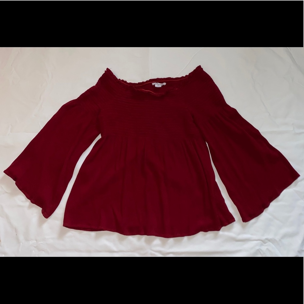 Off the shoulder maroon top